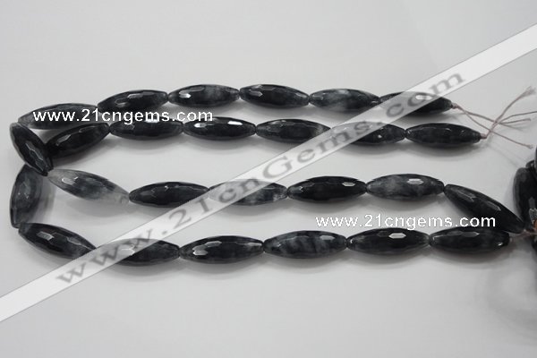 CCN1618 15.5 inches 10*30mm faceted rice candy jade beads