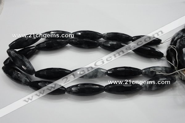 CCN1620 15.5 inches 14*40mm faceted rice candy jade beads