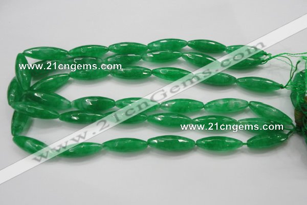 CCN1670 15.5 inches 10*30mm faceted rice candy jade beads wholesale