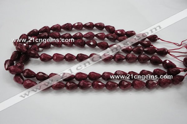 CCN1675 15.5 inches 10*14mm faceted teardrop candy jade beads wholesale