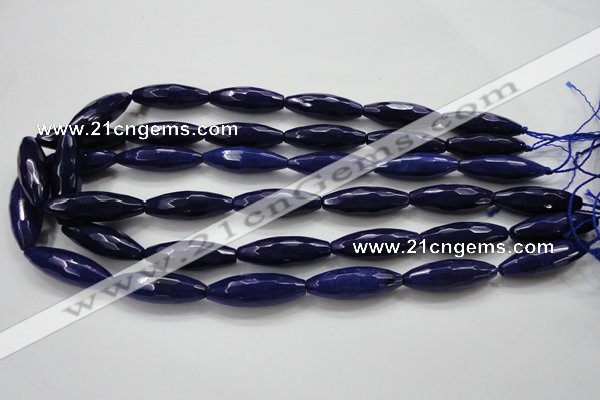 CCN1695 15.5 inches 10*30mm faceted rice candy jade beads wholesale