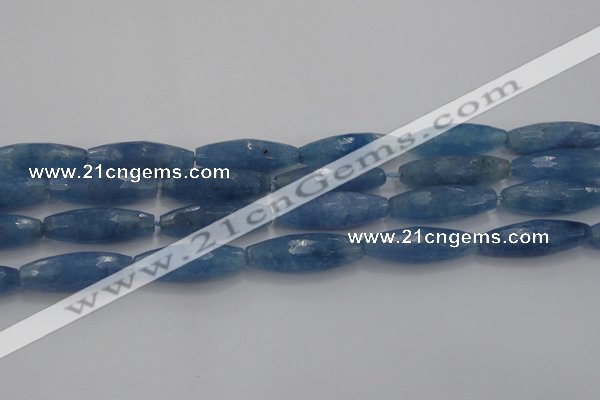 CCN1720 15.5 inches 10*30mm faceted rice candy jade beads