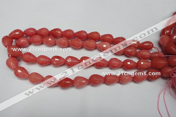 CCN2140 15.5 inches 12*16mm faceted teardrop candy jade beads