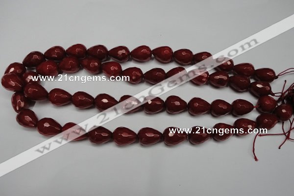 CCN2141 15.5 inches 12*16mm faceted teardrop candy jade beads