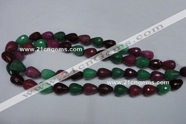 CCN2142 15.5 inches 12*16mm faceted teardrop candy jade beads