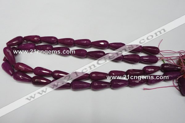 CCN2148 15.5 inches 10*20mm faceted teardrop candy jade beads