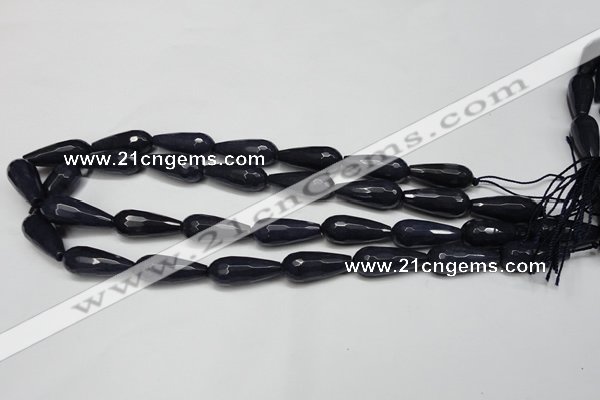 CCN2153 15.5 inches 10*25mm faceted teardrop candy jade beads