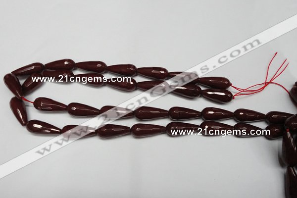 CCN2154 15.5 inches 10*25mm faceted teardrop candy jade beads