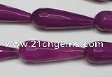 CCN2165 15.5 inches 10*30mm faceted teardrop candy jade beads