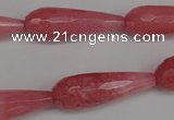 CCN2182 15.5 inches 10*30mm faceted teardrop candy jade beads