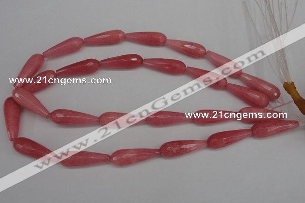 CCN2182 15.5 inches 10*30mm faceted teardrop candy jade beads