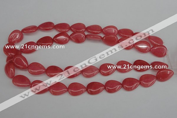 CCN2186 15.5 inches 15*20mm flat teardrop candy jade beads