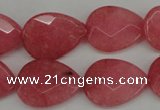 CCN2188 15.5 inches 15*20mm faceted flat teardrop candy jade beads