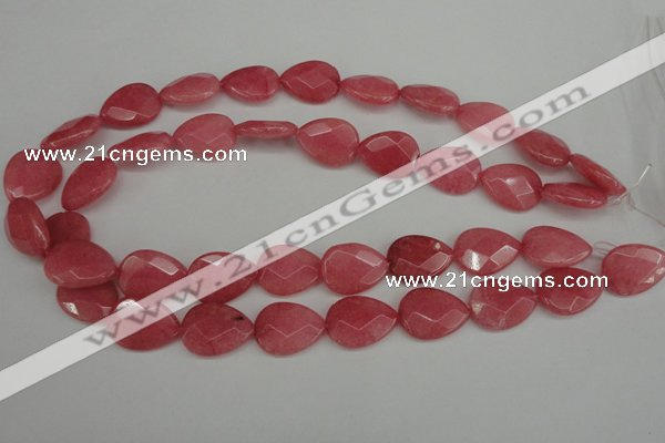 CCN2188 15.5 inches 15*20mm faceted flat teardrop candy jade beads