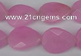 CCN2190 15.5 inches 15*20mm faceted flat teardrop candy jade beads