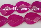 CCN2191 15.5 inches 15*20mm faceted flat teardrop candy jade beads