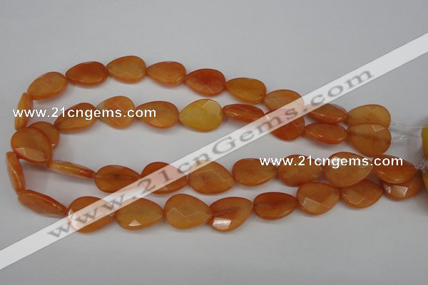 CCN2193 15.5 inches 15*20mm faceted flat teardrop candy jade beads