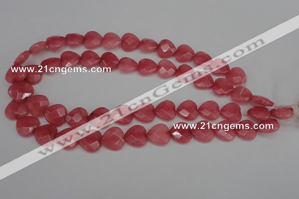 CCN2244 15.5 inches 15*15mm faceted heart candy jade beads wholesale