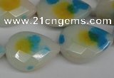 CCN2325 15.5 inches 18*25mm faceted flat teardrop candy jade beads