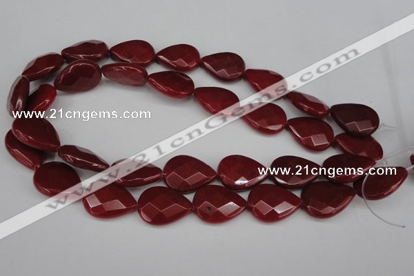 CCN2330 15.5 inches 18*25mm faceted flat teardrop candy jade beads