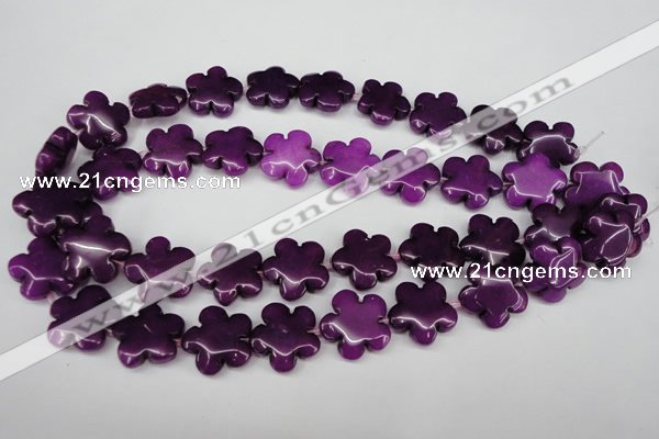 CCN2345 15.5 inches 20mm carved flower candy jade beads wholesale