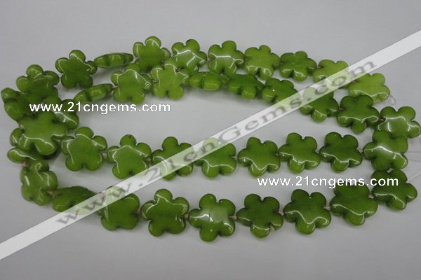 CCN2346 15.5 inches 20mm carved flower candy jade beads wholesale