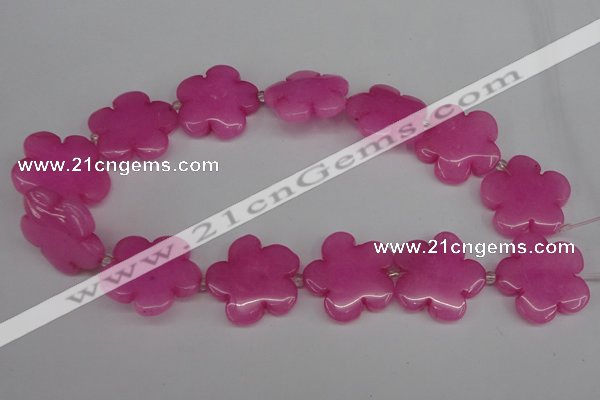 CCN2351 15.5 inches 30mm carved flower candy jade beads wholesale