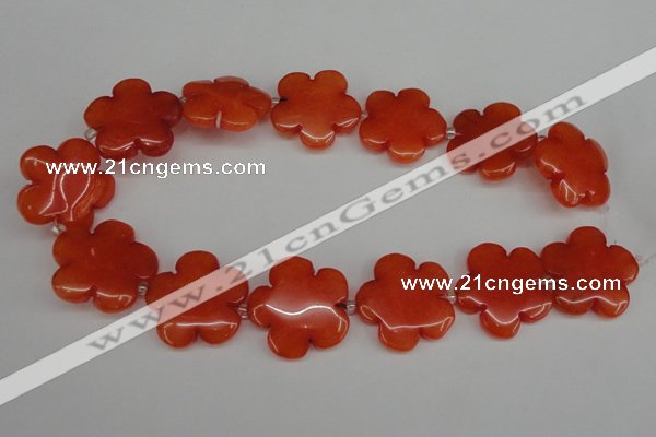 CCN2353 15.5 inches 30mm carved flower candy jade beads wholesale