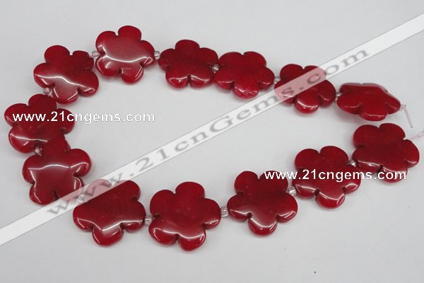 CCN2354 15.5 inches 30mm carved flower candy jade beads wholesale