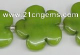 CCN2356 15.5 inches 30mm carved flower candy jade beads wholesale