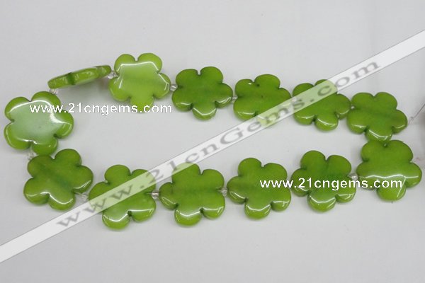 CCN2356 15.5 inches 30mm carved flower candy jade beads wholesale