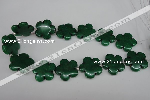 CCN2357 15.5 inches 30mm carved flower candy jade beads wholesale