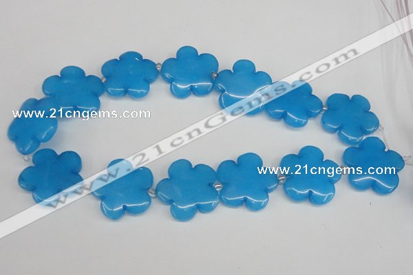 CCN2358 15.5 inches 30mm carved flower candy jade beads wholesale