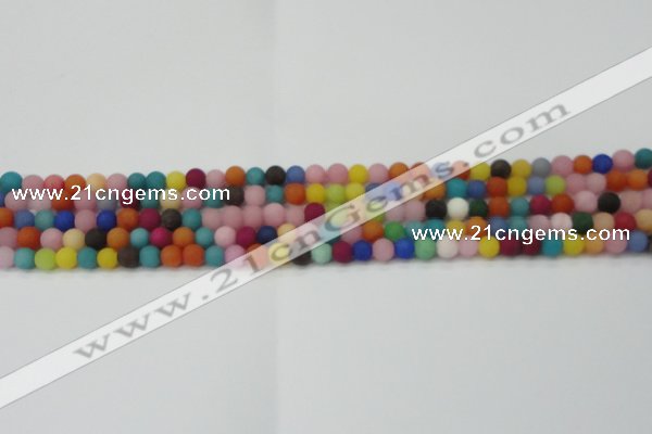 CCN2551 15.5 inches 4mm round mixed color matte candy jade beads