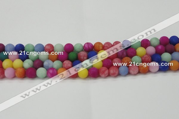 CCN2554 15.5 inches 10mm round mixed color matte candy jade beads