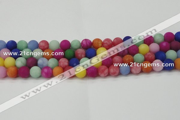 CCN2555 15.5 inches 12mm round mixed color matte candy jade beads