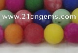 CCN2556 15.5 inches 14mm round mixed color matte candy jade beads