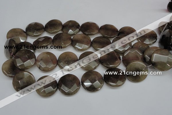 CCN261 15.5 inches 25mm faceted coin candy jade beads wholesale