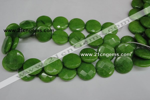 CCN262 15.5 inches 25mm faceted coin candy jade beads wholesale