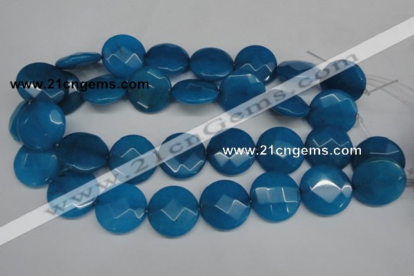 CCN265 15.5 inches 25mm faceted coin candy jade beads wholesale