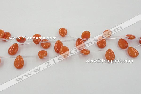 CCN2679 Top-drilled 13*18mm flat teardrop candy jade beads