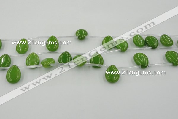 CCN2685 Top-drilled 13*18mm flat teardrop candy jade beads