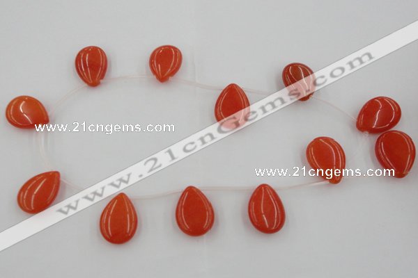 CCN2705 Top-drilled 18*25mm flat teardrop candy jade beads