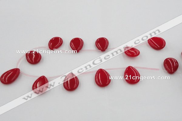 CCN2706 Top-drilled 18*25mm flat teardrop candy jade beads