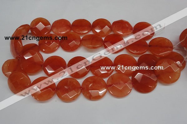 CCN271 15.5 inches 25mm faceted coin candy jade beads wholesale