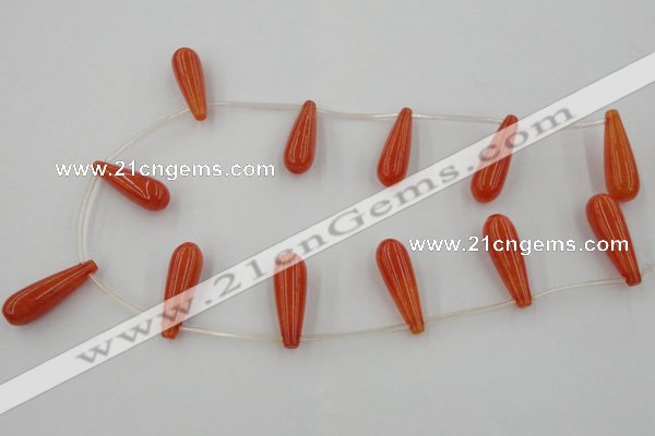 CCN2733 Top-drilled 10*30mm teardrop candy jade beads wholesale