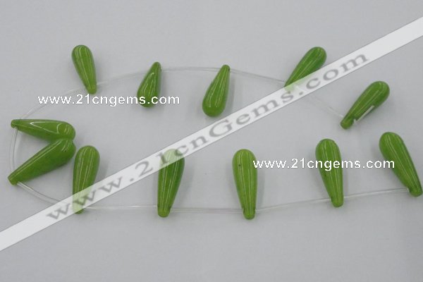 CCN2736 Top-drilled 10*30mm teardrop candy jade beads wholesale