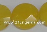 CCN280 15.5 inches 30mm faceted coin candy jade beads wholesale