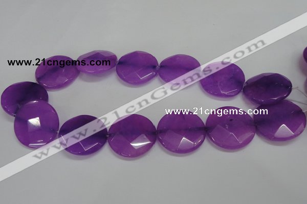 CCN285 15.5 inches 30mm faceted coin candy jade beads wholesale