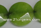 CCN288 15.5 inches 30mm faceted coin candy jade beads wholesale